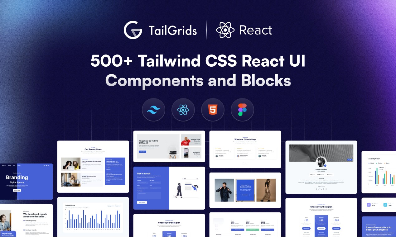 TailGrids React UI Component Library For Faster Development TailGrids